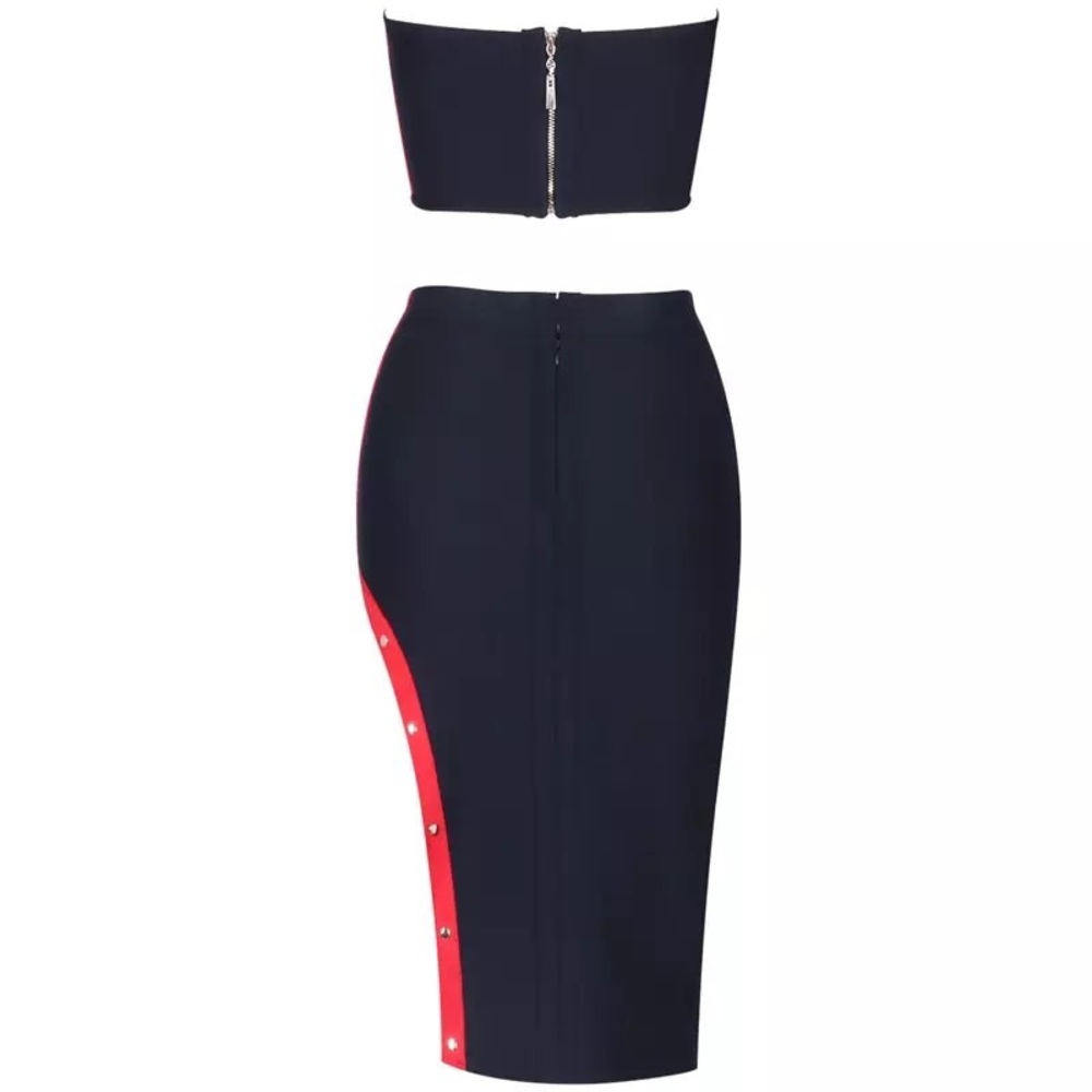 LAST ONE! Size: S Black & Red Bandage 2 Piece Set - Picture 4 of 6